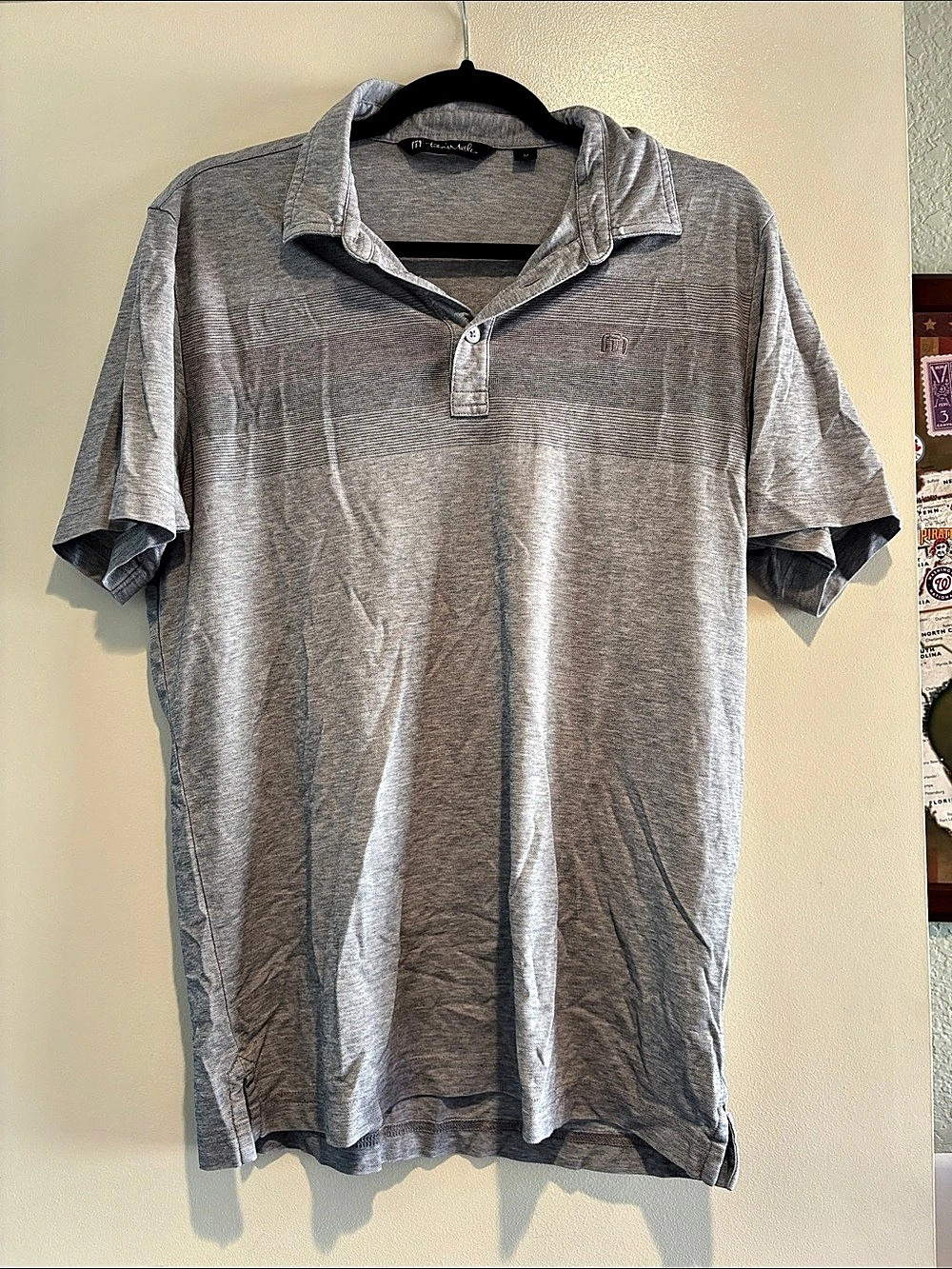 Travis Mathew Men's Gray Polo Shirt Size Medium